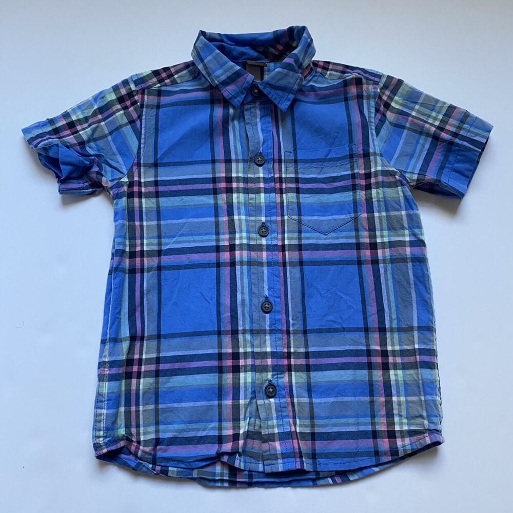 Tea Collection Blue Plaid Button Down Shirt